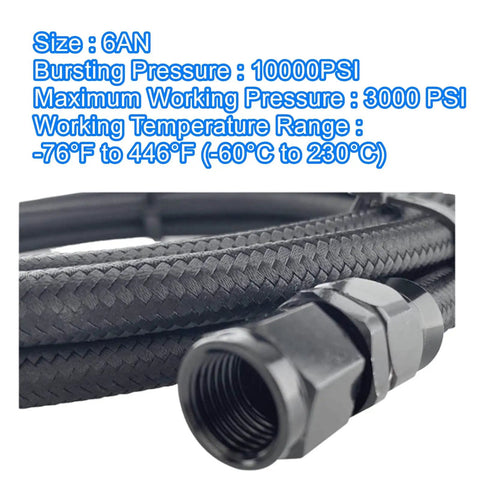Beefed-Up 6AN PTFE Transmission Cooler Lines Kit with braided hose and fittings for 4L60, 700R4, TH350, TH400, two pack