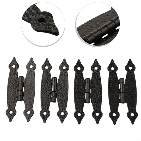 Antique Iron H Shaped Cabinet Hinges 3.5 Inch Black Decorative Hardware For Kitchen Cupboards Doors Wardrobes And Furniture Restoration Projects 4 Pack Durable Cast Iron Construction Easy To Install