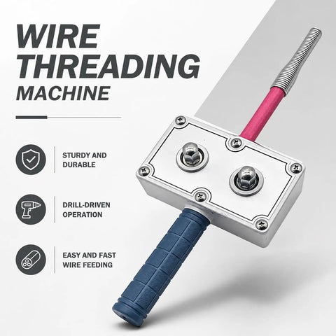 Heavy Duty Portable Wire Pulling Tool With Cord Adapter For Electricians with ergonomic handle for drill-driven wire feeding.