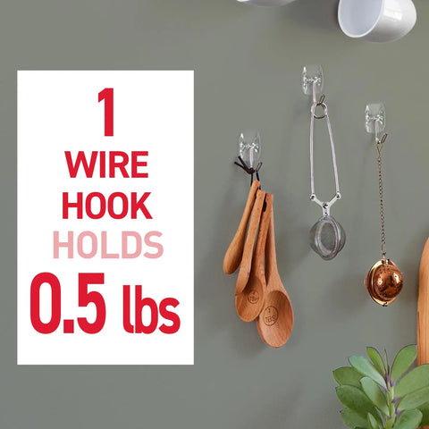 Clear Small Wire Toggle Hooks Set With 10 Wall Hooks And 12 Adhesive Strips, Damage-Free Hanging With No Holes, Holds Up To 0.5 Lb