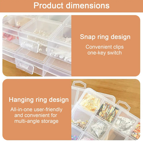 Keep Your Setup Hella Organized With This Solid Clear Plastic Storage Box Featuring 28 Compartments For Jewelry Beads Fishing Tackle Tool Parts And Craft Supplies Without Having To Mess Around Anymore - Snap and hanging ring design with transparent dividers.