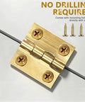 Four Pack Mini Brass Folding Butt Hinges One Inch Retro Style With Mounting Screws shown with detailed close-up