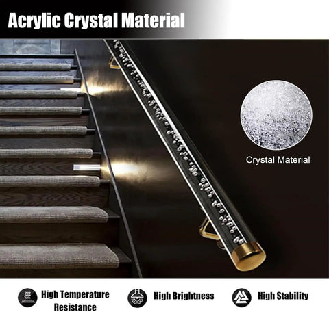 Tough As Nails Clear Acrylic Stair Handrails Loaded With Heavy Duty Brackets For Home Porches And Hallways Non Slip Crystal Guardrail with detailed crystal material.