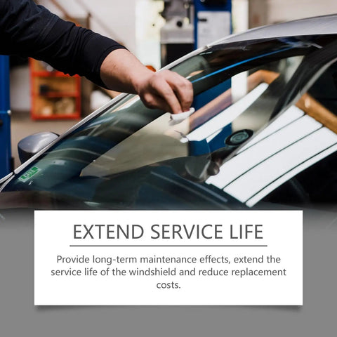 Upgraded Windshield Crack Repair Kit With Premium Glass Repair Liquid in use on car windshield to extend service life