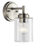 Winslow 9.25 Inch Wall Sconce in Brushed Nickel with Clear Seeded Glass 1 Light Modern Wall Mount Fixture for Vanity Kitchen or Living Room