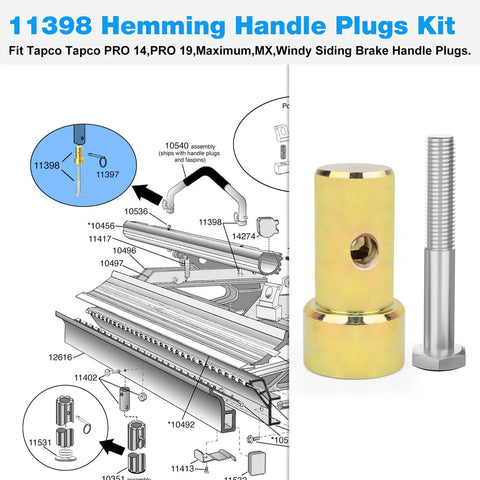 Diagram and components of Replacement Siding Brake Handle Plug Kit 11398 For PRO 14 PRO 19 Maximum MX Windy Siding Brake Tool Kit 2 Pack