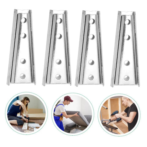 Heavy Duty Iron Sofa Connectors Four Pair Interlock Brackets For Sectional Furniture anti-wobble joiners, silver iron brackets for couch.