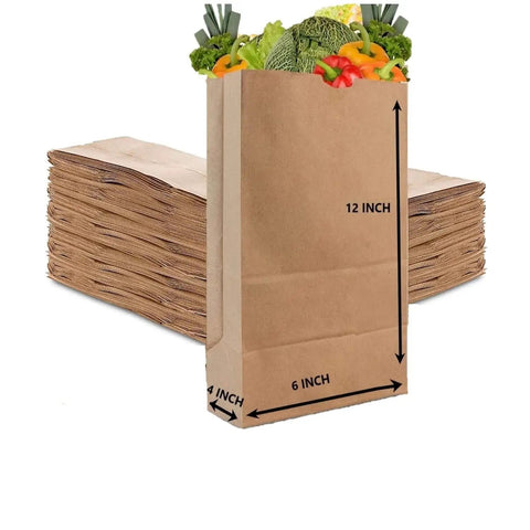 Stack of Food Grade Square Bottom Paper Bags For Lunchbox Ready Packing, Breathable Flat Bottom Carry Bags For Gifting, 6x4x11.5 inches