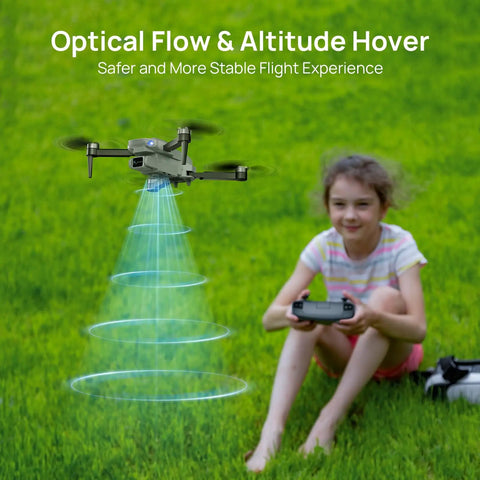 Child flying Dope 4K UHD Drone With Camera For Adults And Kids 12MP CMOS Sensor 90 Degrees Adjustable Lens in a park