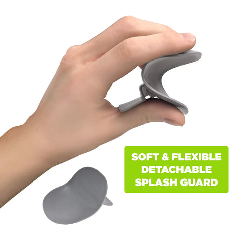Soft and flexible splash guard shown in hand, part of the Baby Shark Soft Potty Training Seat With Hella Comfy Cushion.