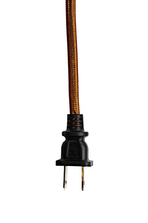 Rayon Cloth Covered Lamp Cord With End Plug 8 Foot SPT-2 UL Listed Brown Stripped Leads For Wiring Vintage Old School DIY Lighting