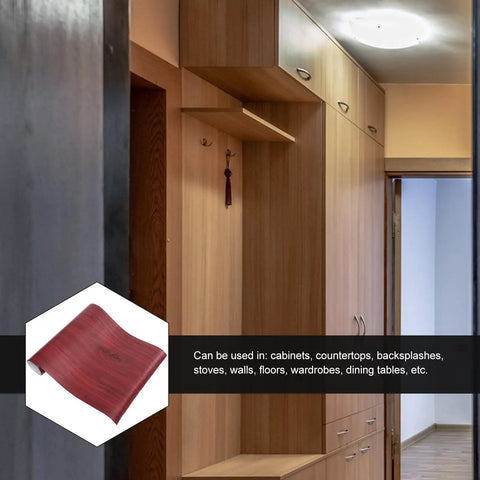 Premium Brown Peel And Stick Wallpaper Roll Self Adhesive Vinyl Film For Kitchen Countertops Cabinet shown in modern hallway.