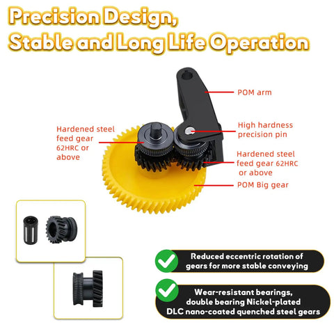 Helical Gear Upgrade Kit With DLC Nano Coated Hardened Steel Drive Gear And Handle Assembly For Bambu Labs X1C X1E