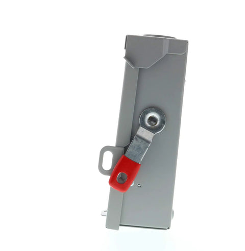 Side view of 2 Pole 60 Amp 240 Volt General Duty Outdoor Non Fusible Safety Switch With Visible Blade Quick Make Quick Break 120 240V