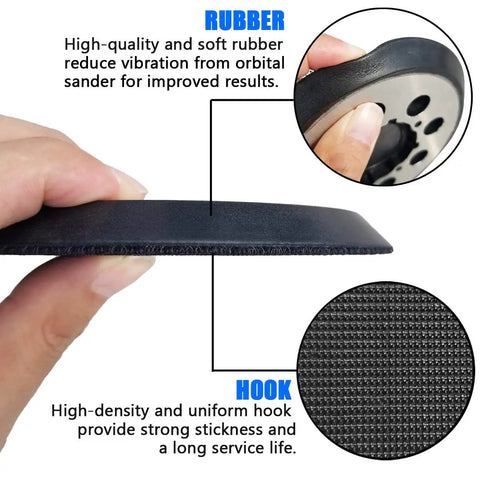 5 Inch Hook And Loop Sander Pad Replacement Direct Fit For DWE6423 DWE6423K DWE6421 DWE6421K DCW210B showing rubber and hook details