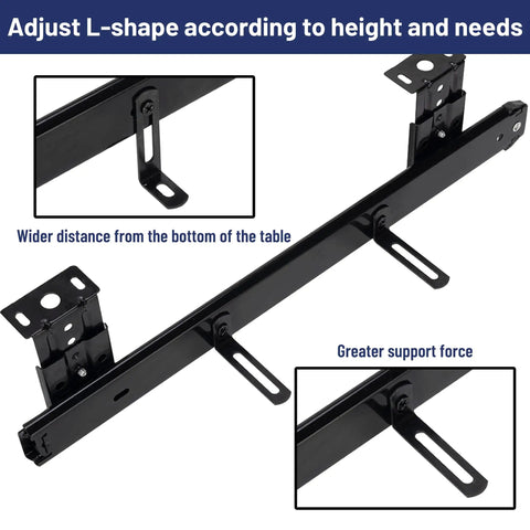 Heavy Duty 14 Inch Keyboard Slide With Ball Bearing Rails, Under Desk Tray With Adjustable L Extension Support Bracket