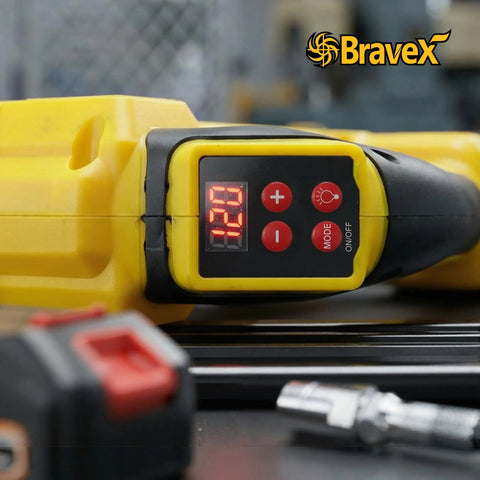 Close-up of a digital display on a Cordless Electric Grease Gun With 21V Battery And Charger Included 12000 PSI 40 Inch Hose