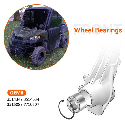 Heavy Duty Front Wheel Bearings Built Different For Polaris Sportsman Ranger Ace Scrambler Atv And Utv Size 35 By 64 By 37 on UTV