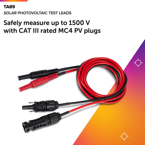 Solar Photovoltaic Test Leads With Banana Plug And MC4 Connector For Your PV Rig And Inverter Troubleshooting Up To 1500V CAT III