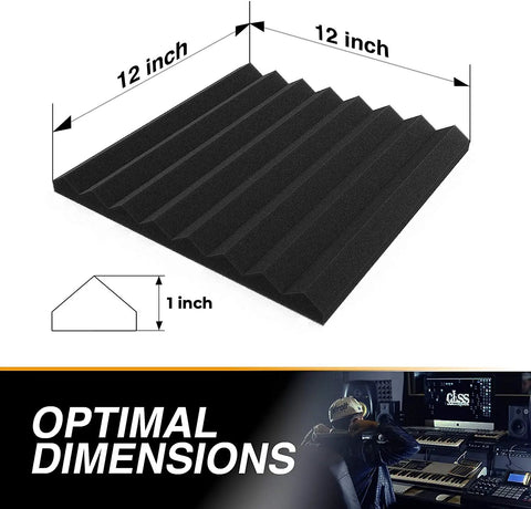 52 Pack Acoustic Panels 1x12x12 Inches High Density Acoustic Foam Wedges For Dope Soundproof Studio Setup And Tidy Home Office