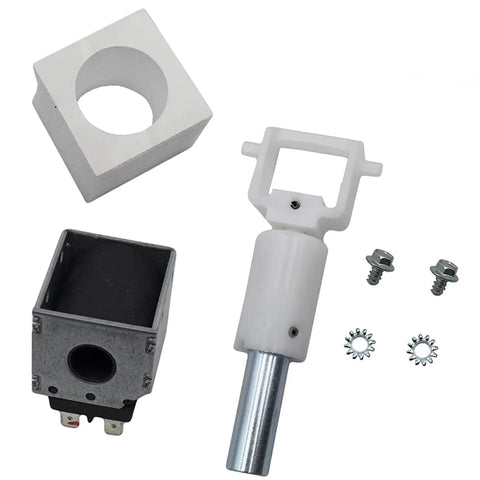 WR62X23154 Refrigerator Solenoid Cube Service Kit For Ice Maker Replacement showing parts and screws.