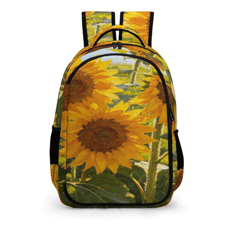 Dope Sunflower Field Oil Painting Backpack For Everyday Use Unisex Large Capacity Daypack With Durable Polyester