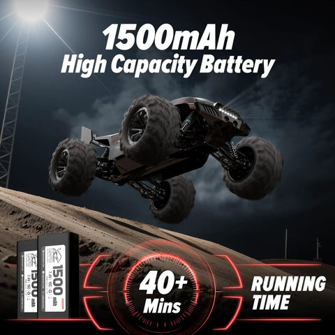 Fast 1 To 10 Scale RC Car For Adults And Kids 8 To 12, 4x4 Electric Remote Control Monster Truck mid-air jump at night