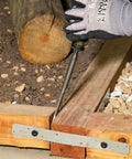 Using SDS Demolition Screwdriver Set with Flat Chisel on wood, part of 3-piece multi-bit system for rotary hammer drills and pry bars