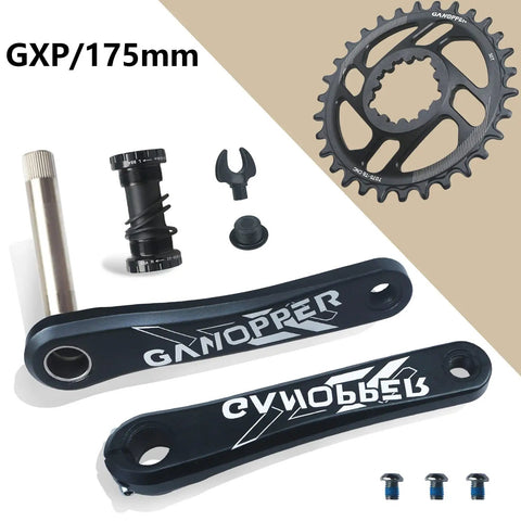 175mm MTB crankset with 30T narrow-wide 104 BCD chainring, 7075 aluminum, including crank arms and bottom bracket components.
