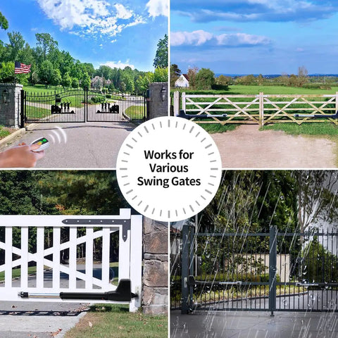 Heavy Duty Dual Swing Gate Opener Workhorse With Smart Automation and Sturdy Motors Built Tough for various swing gates.