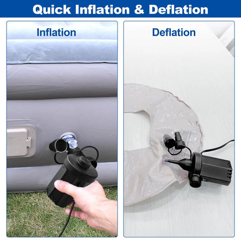 2 In 1 Electric Air Pump Quick Fill And Deflate For Pools And Inflatables Delivers Up To 500 L Per Minute With 0.77 PSI Includes 3 Nozzles