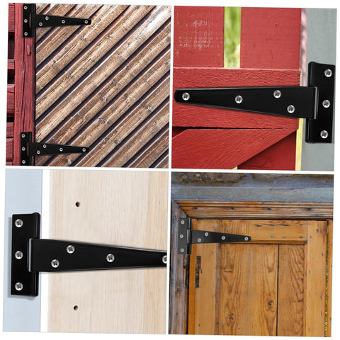 8 Pack 5-Inch Black Painted Galvanized T-Type Tee Hinges on various wooden doors and gates