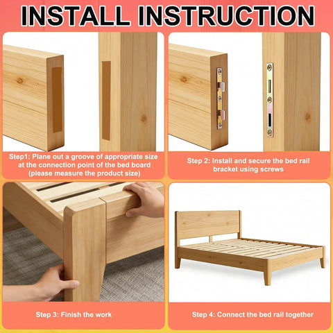 Install instructions for Heavy Duty Bed Rail Fasteners Five Inch Mortise Bracket Set Of Four Wood Bed Frames.