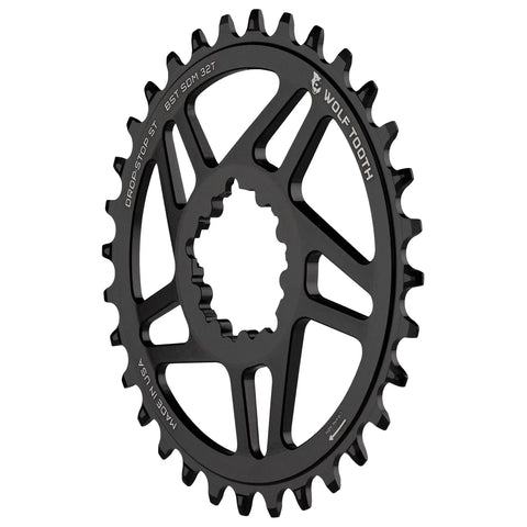 Direct Mount Round Mountain Bike Chainring For SRAM Cranks 32 Tooth Boost Drop Stop ST 12 Speed Compatible 7075 T6 Aluminum Made In USA MTB Component Built For Tough Trails, black chainring with sharp teeth