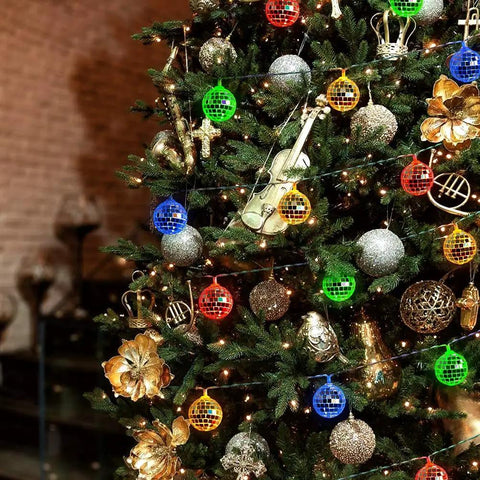 Colorful tree with 50 LED Disco Ball Mirror String Lights Multicolor Party Decor For Indoor And Outdoor Use USB Or Battery Powered Vibe Boosting Holiday Lights