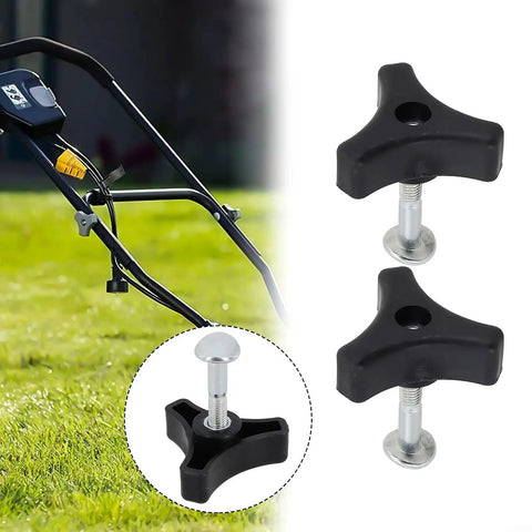 Heavy Duty Triangle Handle Knob Nut And Bolt Set For Lawn Mower Replacement 2 Pack Sturd Plastic Fastener 50 Mm Long Secure Connection Durable Parts black handle knob set on mower control frame