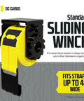 Four Pack Sliding Winch Kit For Flatbed Trailer Heavy Duty Standard Tie Down Winch with yellow strap, fits up to 4 inches wide.