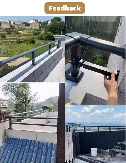 Solid Setup Balcony Railing Height Extender For Temporary Outdoor Security Upgrades With Hella Tough Horizontal Guardrail System, various installation angles.