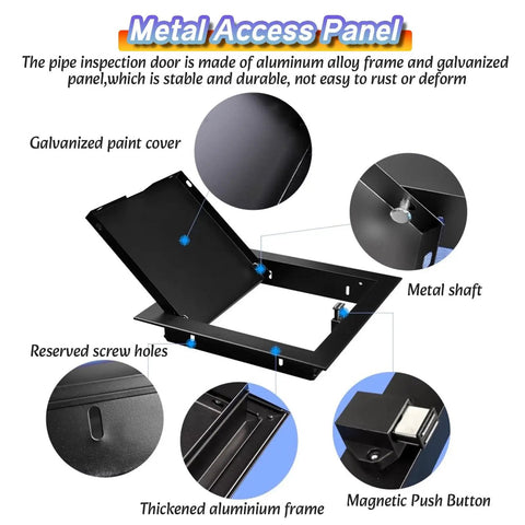 Heavy Duty Black Access Panel 200X300Mm For Drywall And Ceiling Hatches, rugged galvanized steel with reserved screw holes.