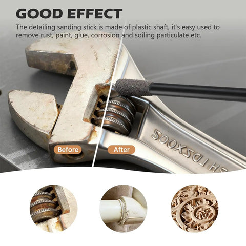 Matchstick Style Sanding Sticks For Fine Detailing Grits 120 180 And 400 800 Pack Of 10 removing rust from a wrench