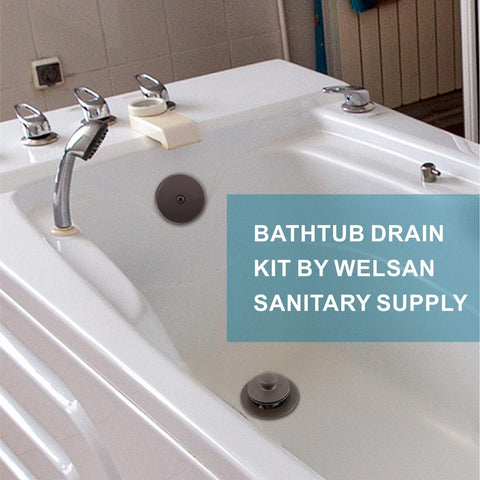 Universal Lift And Turn Tub Drain Kit With Overflow Faceplate in oil rubbed bronze finish in bathroom setting