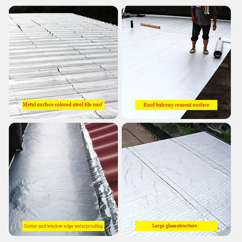 No Fuss Tough As Nails Self Adhesive Ice And Water Shield Roof Flashing Tape on metal and cement surfaces for waterproofing.