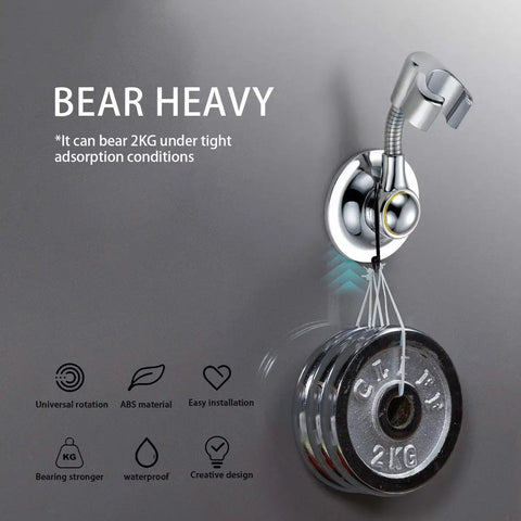 Shower Head Holder With Suction Cup, Adjustable Height, 360 Degree Rotating, displaying weight-bearing capability up to 2kg