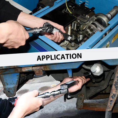 Usage of Offset Extension Wrench And Low Profile Socket Set For Hard To Reach Fasteners in machinery repair