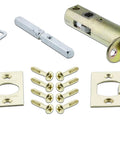Latch and screws from Meadows Plate With Waldorf Crystal Knob Privacy Door Hardware Set Stylish Two And Three Eighths Inch Backset Unlacquered