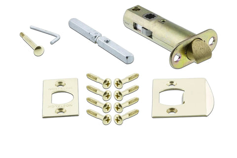 Egg And Dart Door Plate Set With Waldorf Crystal Knob, Privacy Lock, 2.75 Backset, Unlacquered Brass, Solid Forged Brass Construction latch kit