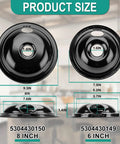 Beefy Porcelain Drip Pan Set With MP21YA And MP15YA Burner Elements For Electric Stoves, size comparison of 8 inch and 6 inch pans.