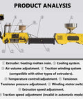 No Fuss High Precision 3D Print Filament Extruder Machine With Auto Coil Winder And 400C Heat overview diagram showing key components.