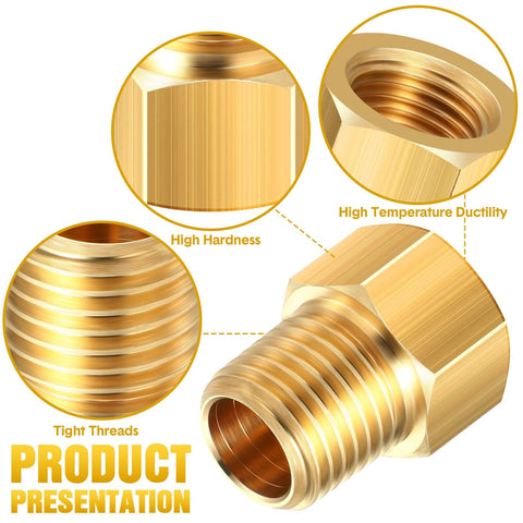 Brass 1/4 in NPT male to 1/4 in inverted flare female propane fitting reducer, pipe adapter, 4 pcs