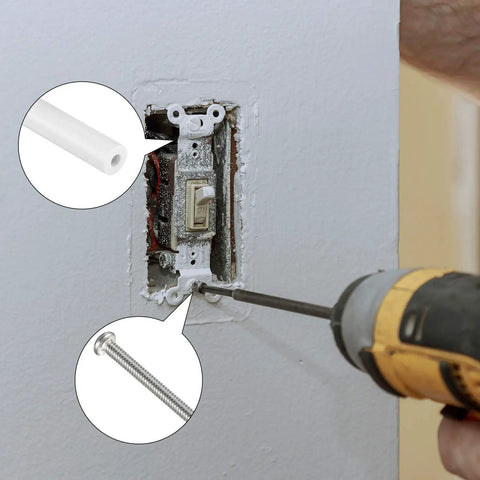 Installing 64 Piece Electrical Outlet Spacers And Box Extender Kit With Sixteen Three Inch Switch Spacers and screws
